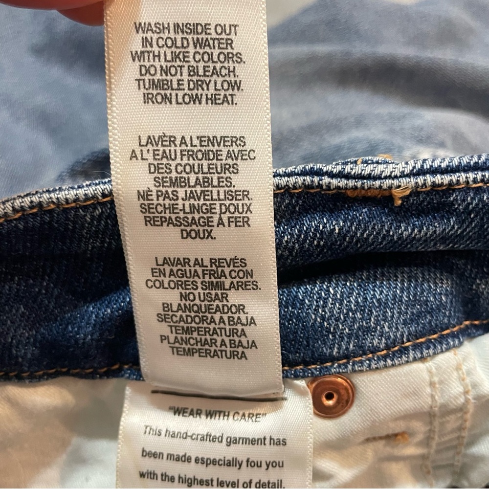 Good American Good Curve Straight Fray Hem Jeans Size 16 Medium Blue High Rise - Picture 13 of 14